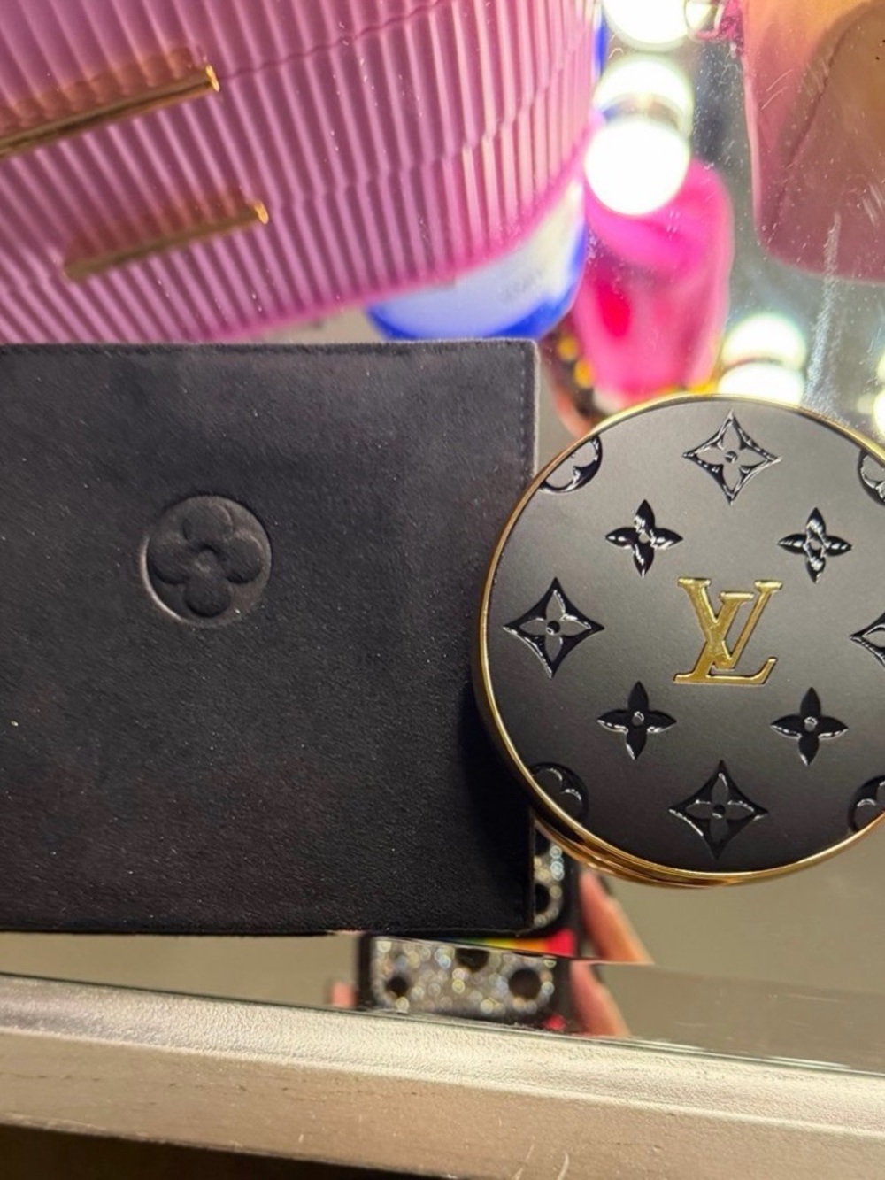 Louis Vuitton Black Monogram Round Compact Accessory